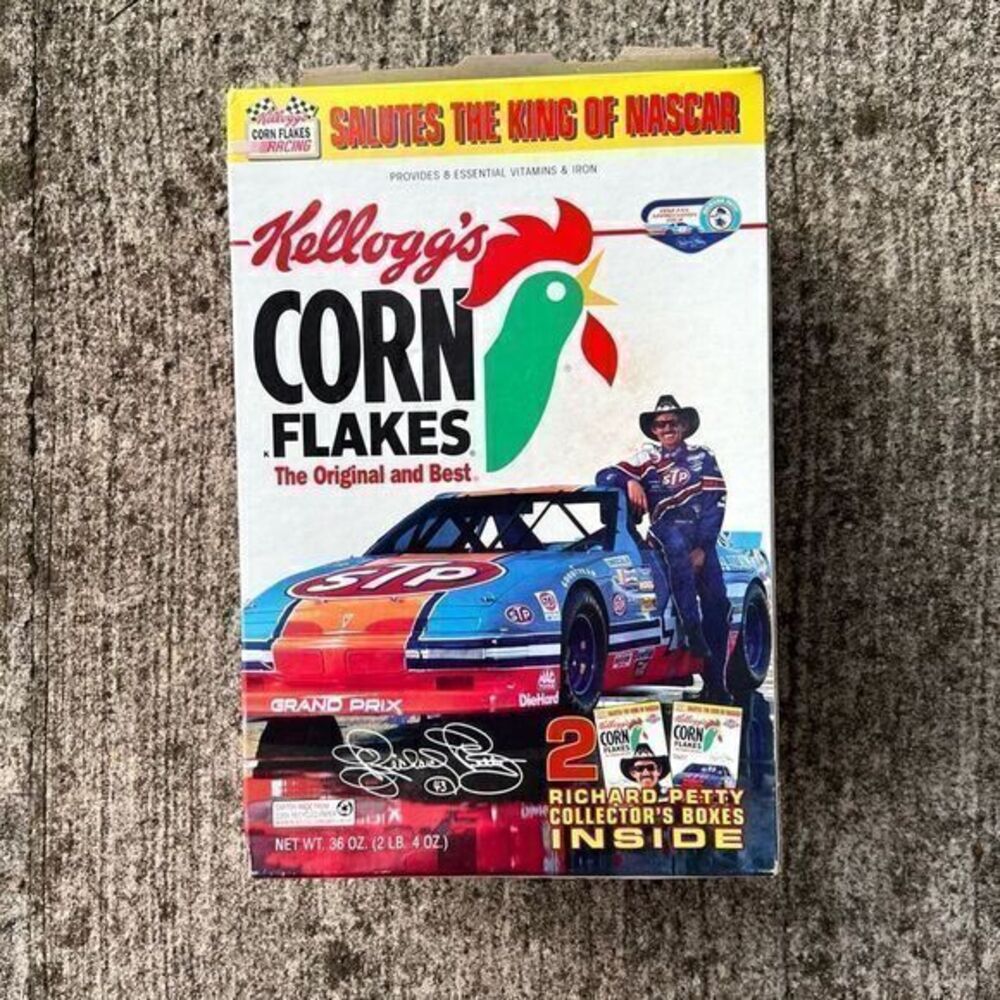 Vintage Collectible Kellogg's Corn Flakes Richard Petty Cereal Box Combo‎